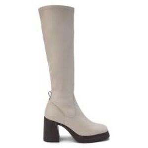 Matisse Cream Platform Knee-High Boot with Block Heel